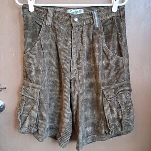 Vintage Coupe De Lux Olive Corduroy Plaid Cargo Shorts Sz 32 EUC‎